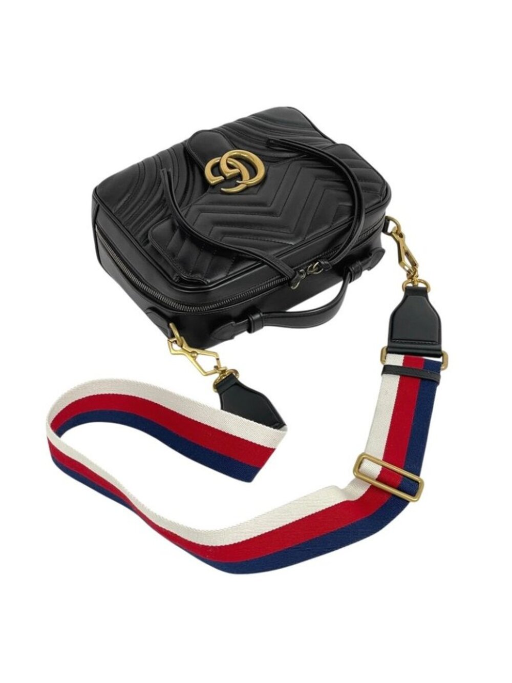 Gucci GG Marmont 2-Way Shoulder Bag Double Leather Black - Picture 9 of 11